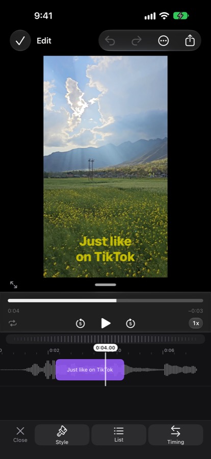 Styled subtitles on a video